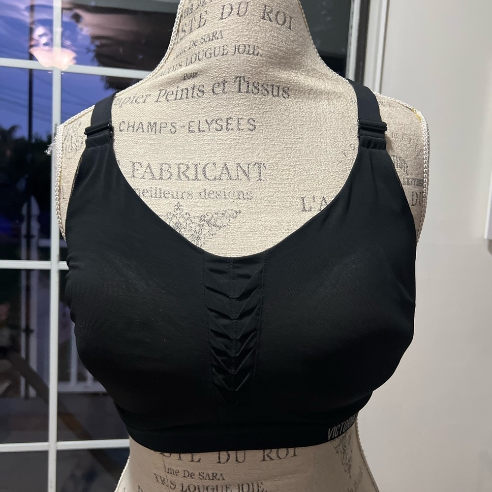 Victoria's Secret Black Sports Bra with Plunging Neckline